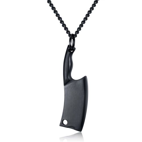 CHEF KNIFE Black Pendant Necklace